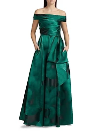 Floral Jacquard Ball Gown