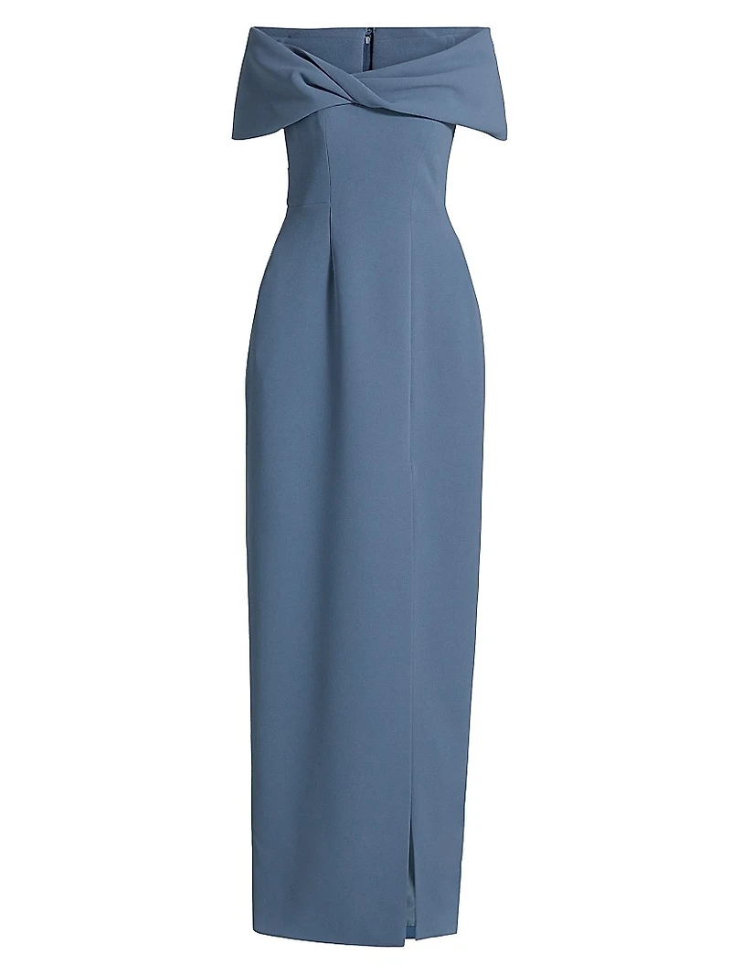 Crêpe Twist Off-the-Shoulder Gown