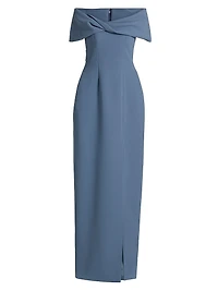 Crêpe Twist Off-the-Shoulder Gown
