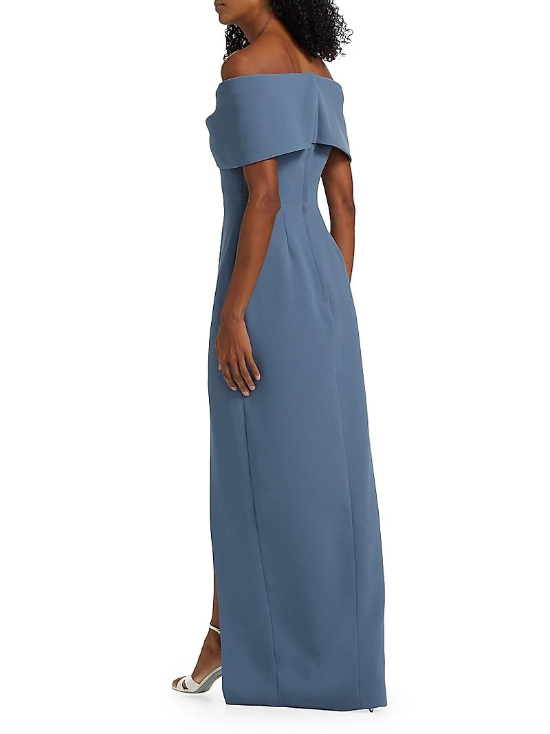 Crêpe Twist Off-the-Shoulder Gown