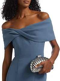 Crêpe Twist Off-the-Shoulder Gown