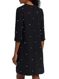 Faux Pearl Embellished Crêpe Minidress