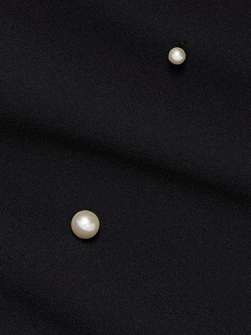 Faux Pearl Embellished Crêpe Minidress