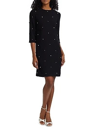 Faux Pearl Embellished Crêpe Minidress