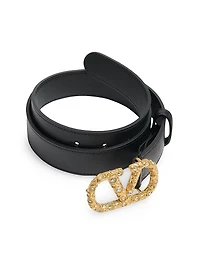 VLogo Signature Belt Shiny Calfskin with Crystals 30MM