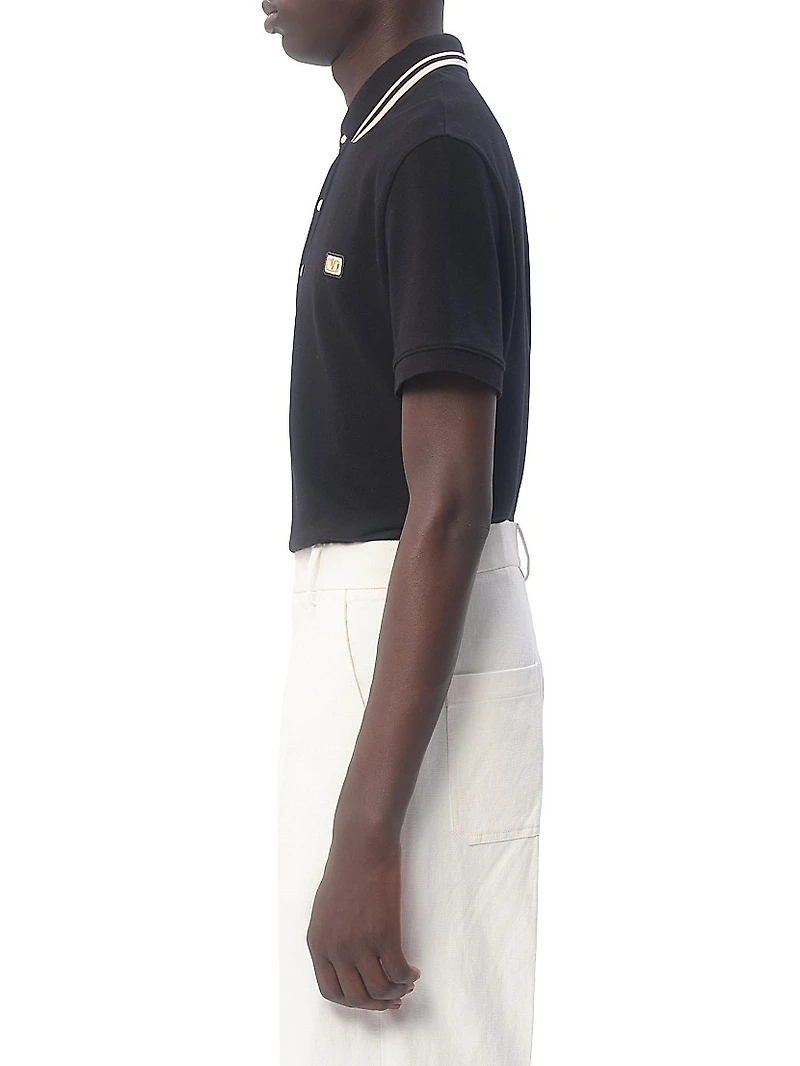 Cotton Piqué Polo Shirt with VLogo Patch