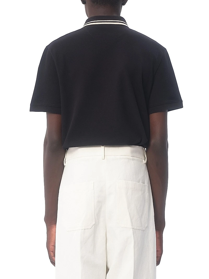Cotton Piqué Polo Shirt with VLogo Patch