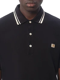 Cotton Piqué Polo Shirt with VLogo Patch