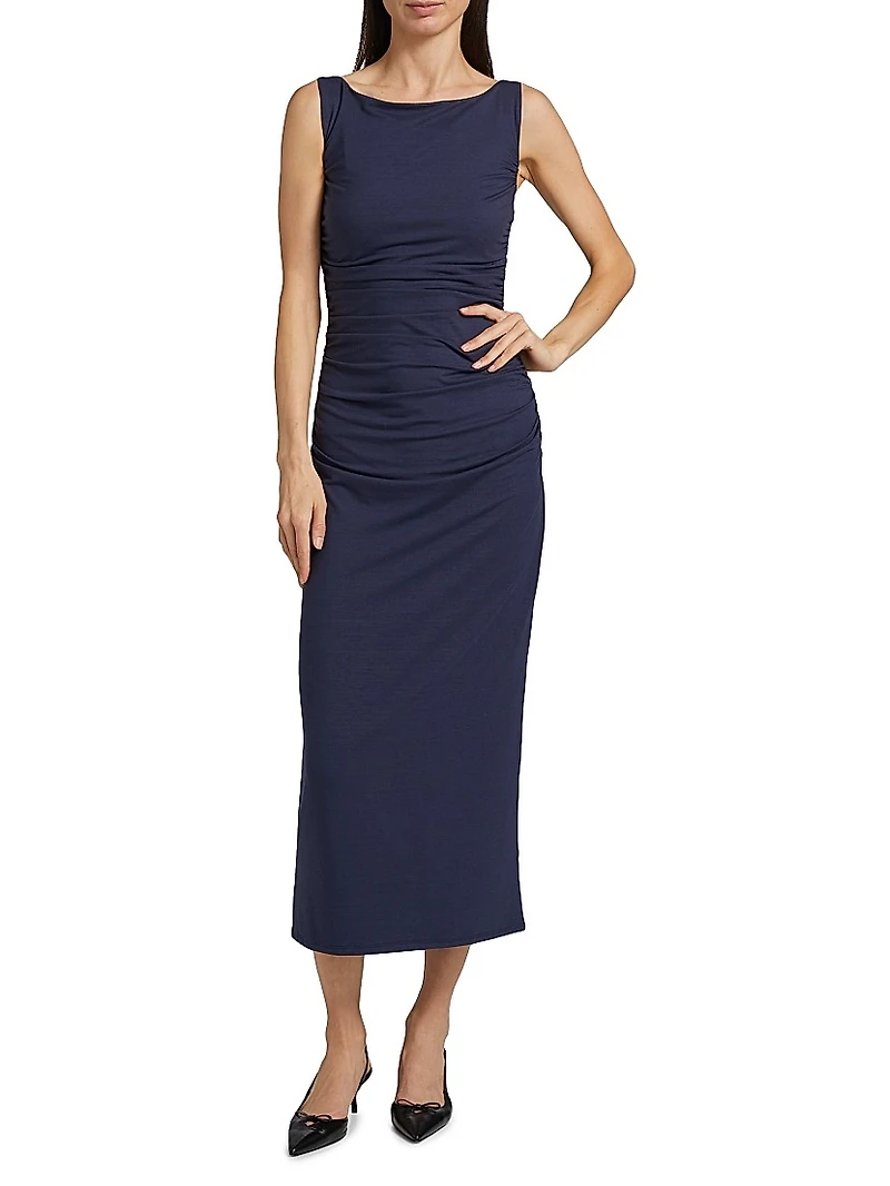 Benson Ruched Stretch Jersey Midi-Dress