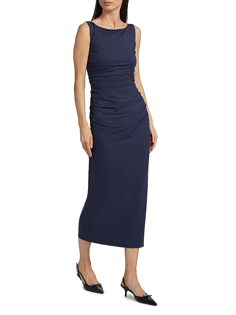 Benson Ruched Stretch Jersey Midi-Dress