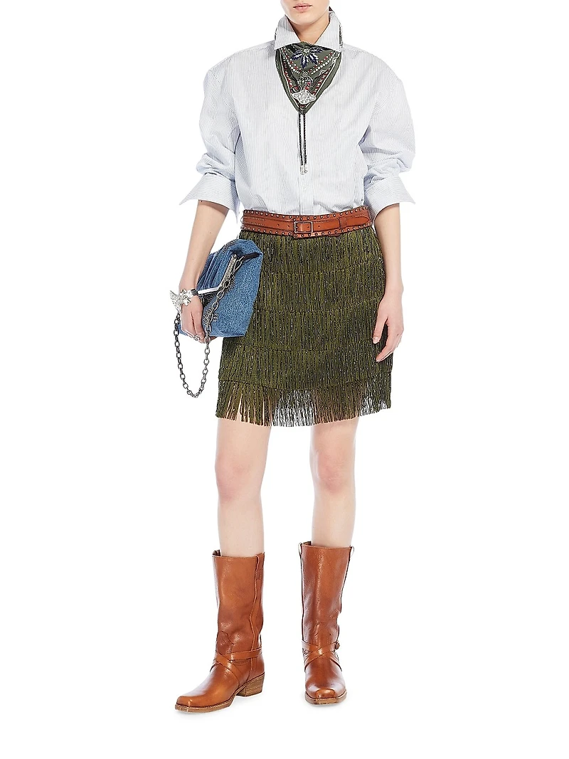 Garonna Beaded Fringe Miniskirt
