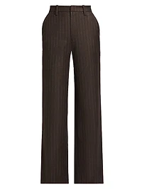 Chalk Striped Flat-Front Trousers