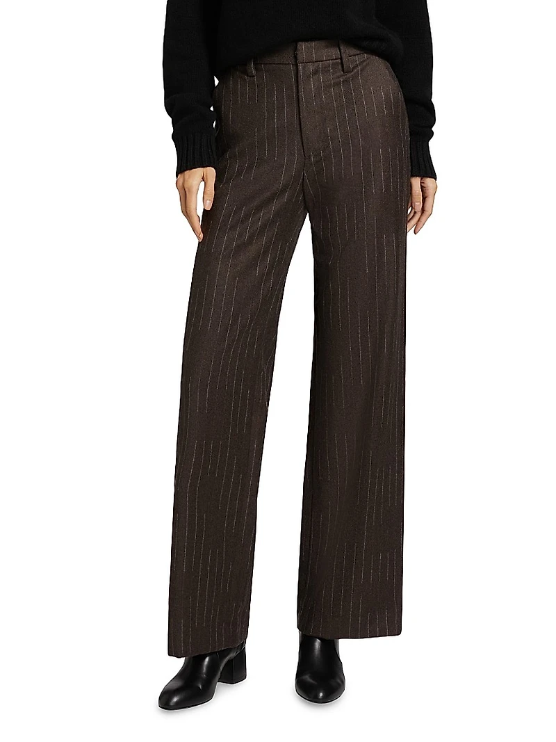 Chalk Striped Flat-Front Trousers