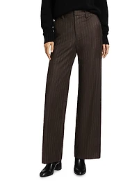 Chalk Striped Flat-Front Trousers