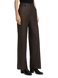 Chalk Striped Flat-Front Trousers