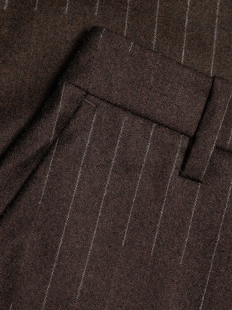 Chalk Striped Flat-Front Trousers