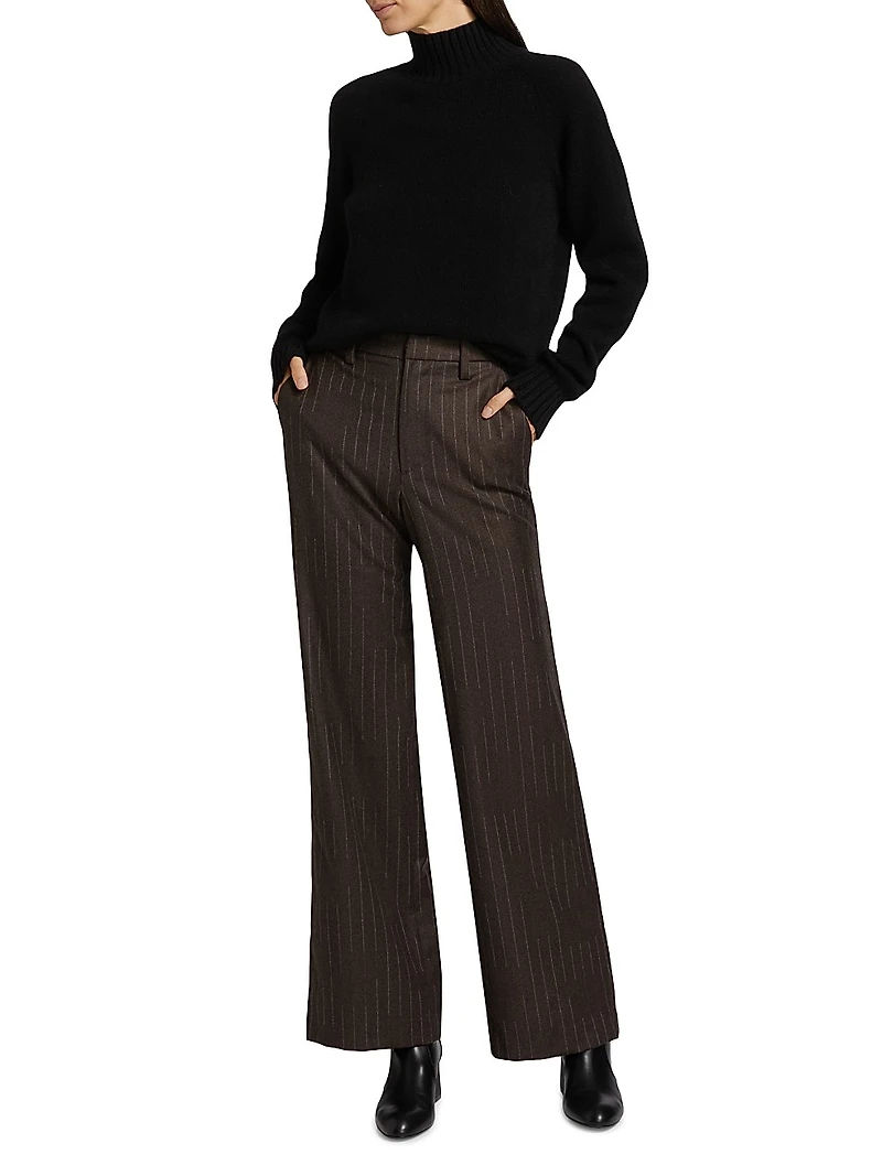 Chalk Striped Flat-Front Trousers