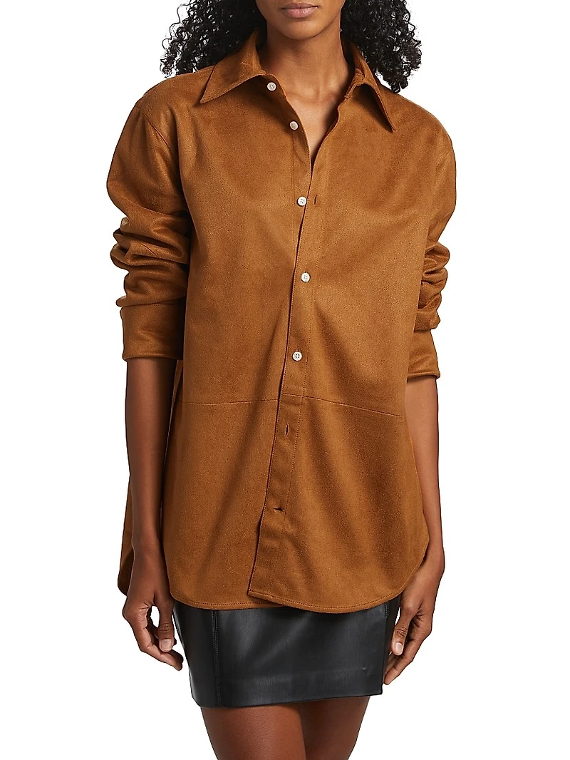 Kali Faux Suede Boyfriend Shirt