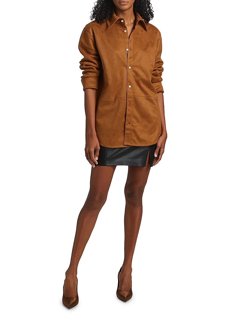 Kali Faux Suede Boyfriend Shirt