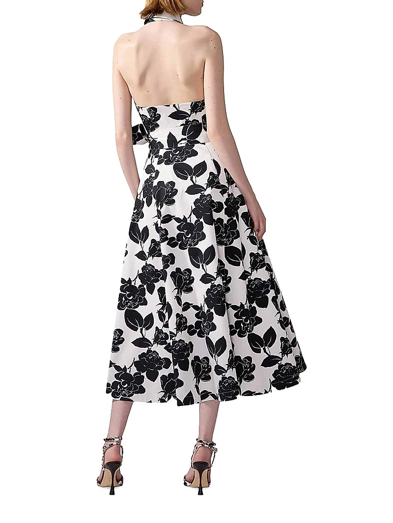 Halter Button-Front Midi-Dress