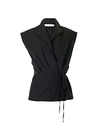 Sleeveless Stretch Cotton Wrap Top