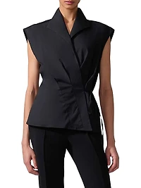 Sleeveless Stretch Cotton Wrap Top