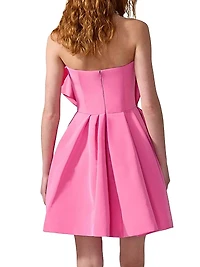 Flower Strapless Silk Minidress