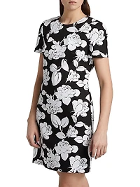 Floral Stretch Cotton Shift Minidress