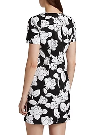 Floral Stretch Cotton Shift Minidress