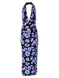 Floral Gathered Halter Midi-Dress