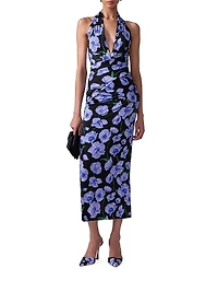 Floral Gathered Halter Midi-Dress