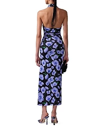 Floral Gathered Halter Midi-Dress