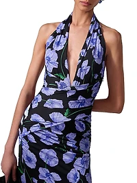 Floral Gathered Halter Midi-Dress