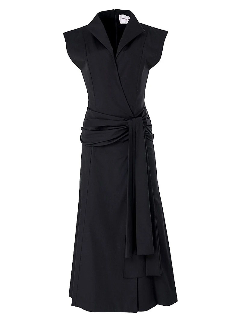 Hip Sash Stretch Cotton Wrap Dress