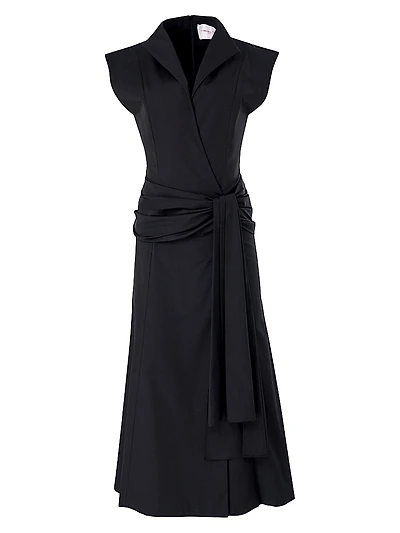Hip Sash Stretch Cotton Wrap Dress