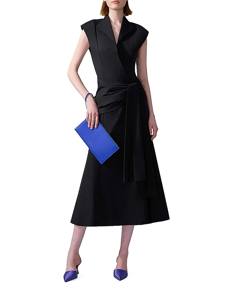 Hip Sash Stretch Cotton Wrap Dress