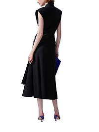 Hip Sash Stretch Cotton Wrap Dress