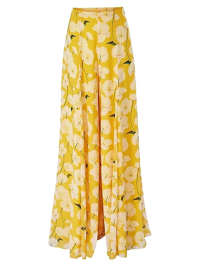 Floral Silk Palazzo Pants