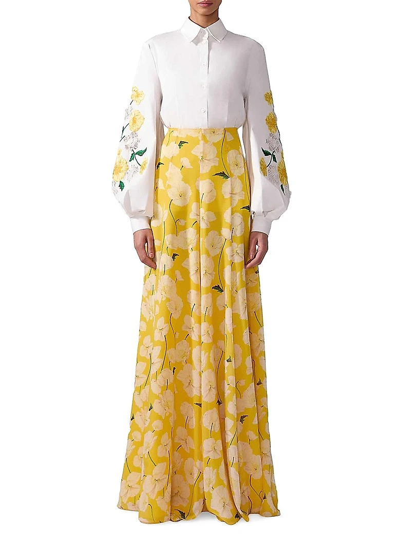Floral Silk Palazzo Pants