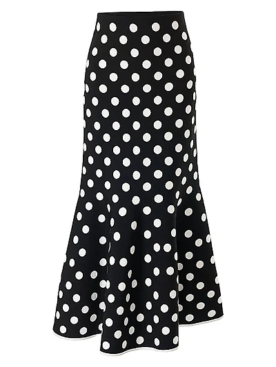 Polka Dot Trumpet Midi-Skirt