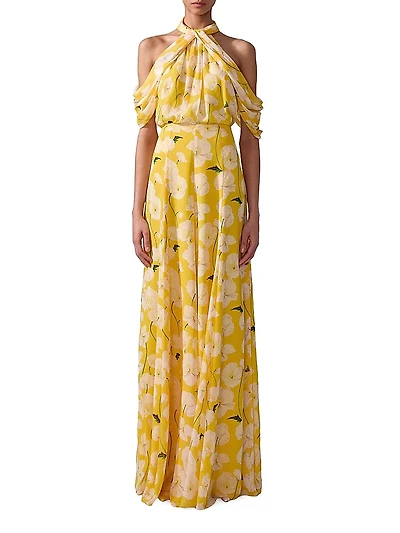 Floral Halter Silk Top