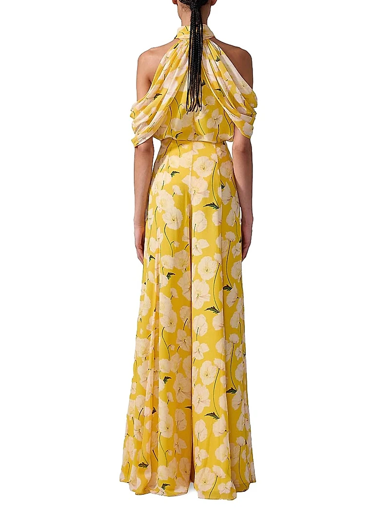 Floral Halter Silk Top