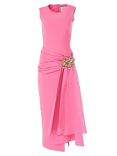 Hip Sash Sleeveless Column Gown