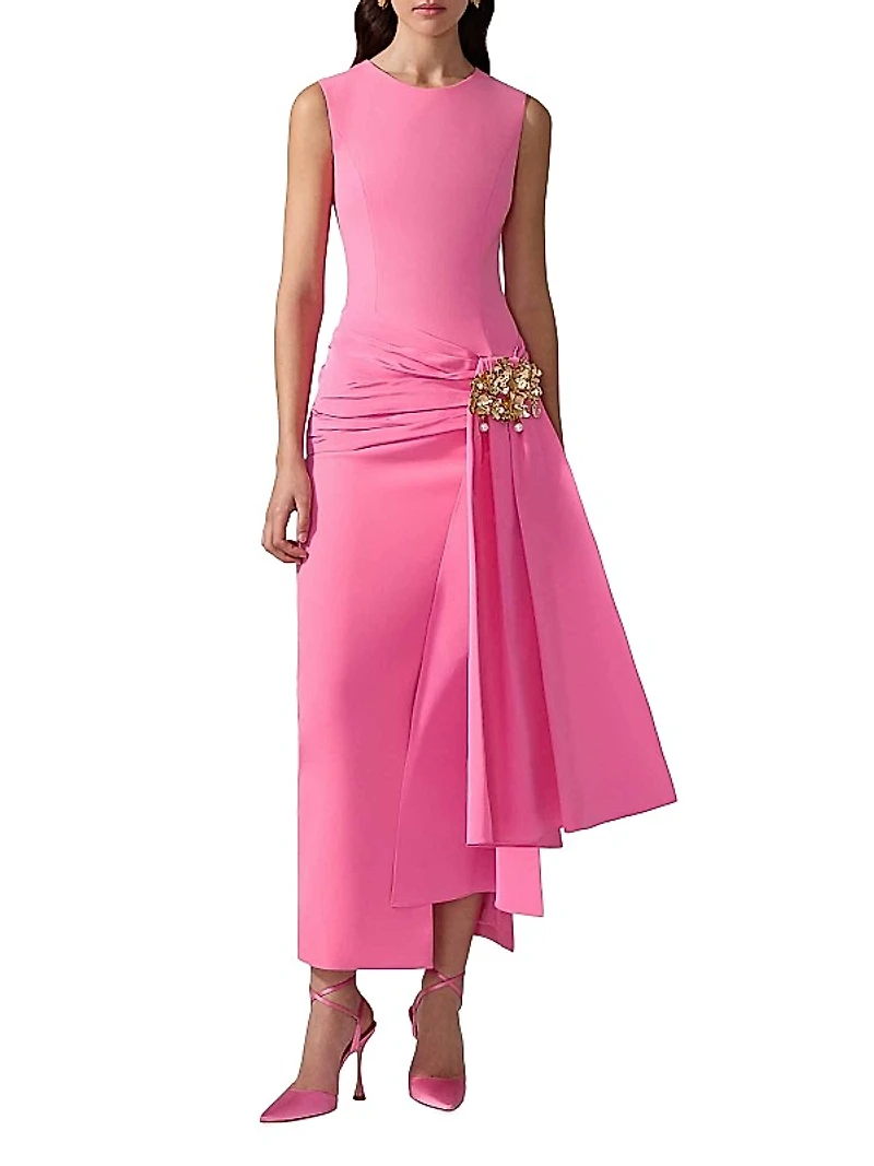 Hip Sash Sleeveless Column Gown