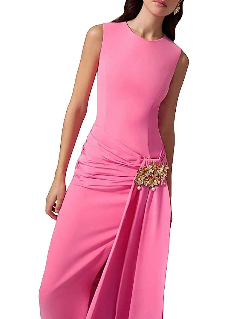 Hip Sash Sleeveless Column Gown