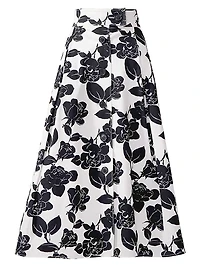 Floral Button-Front Midi-Skirt