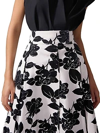 Floral Button-Front Midi-Skirt