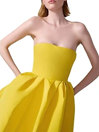 Strapless Pleated Midi-Dress