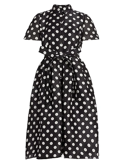 Silk Polka-Dot Shirt Dress