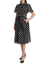 Silk Polka-Dot Shirt Dress